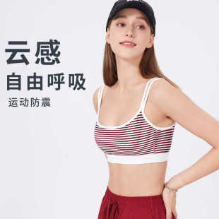 细肩带运动内衣女防震跑步训练可外穿健身文胸瑜伽训练弹力美背心