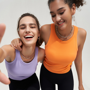 带胸垫运动背心女工字背防震跑步瑜伽内衣速干透气瑜伽服健身上衣