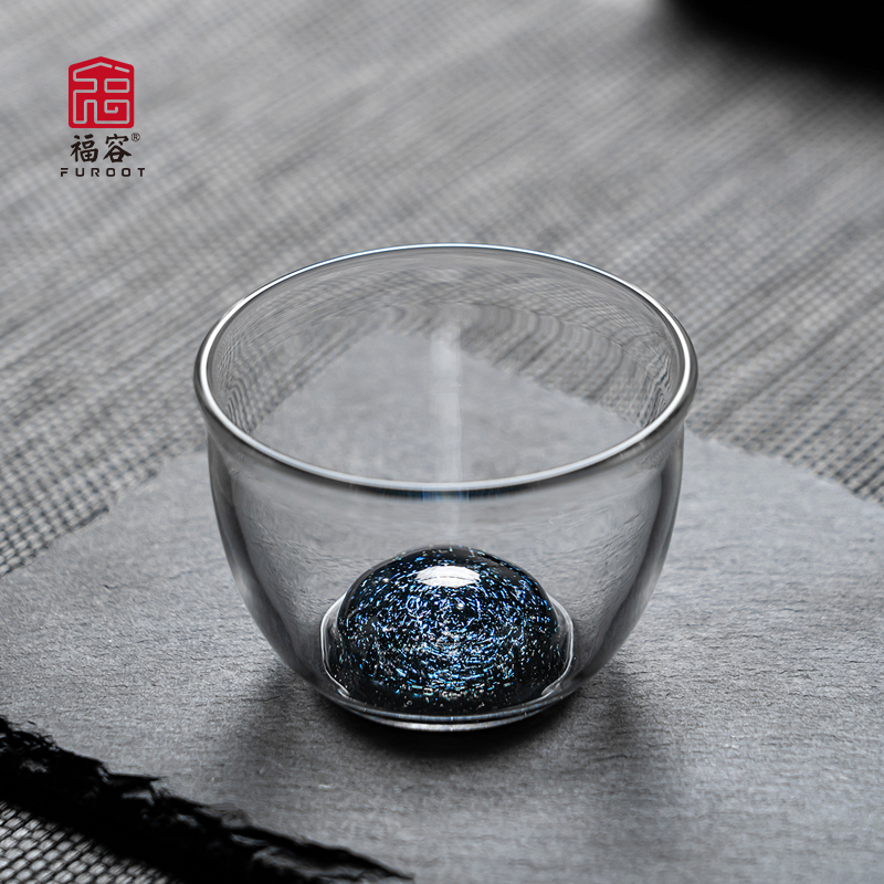福容金缸杯高硼硅玻璃杯主人杯单杯家用客杯品茗杯耐热杯子喝茶杯