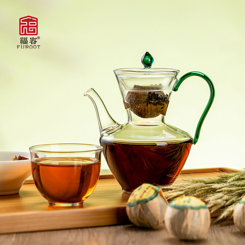 福容小青柑专用泡茶壶绿茶壶高硼硅玻璃手执壶泡茶器家用泡普洱壶图片