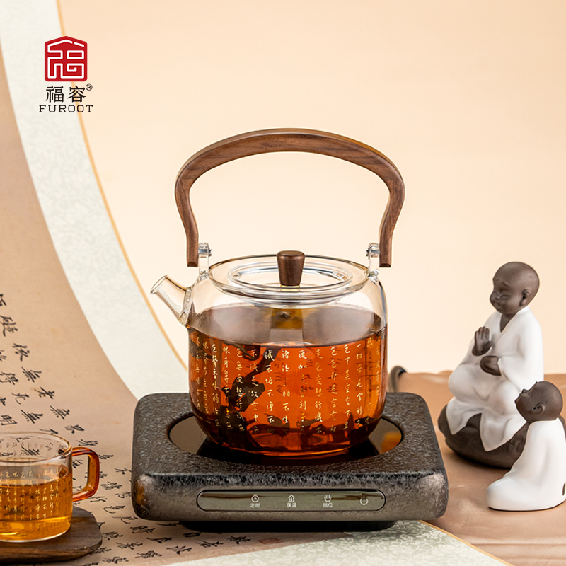 福容明璟壶家用泡茶壶苹果壶高档玻璃煮茶壶电陶炉提梁烧水蒸煮壶