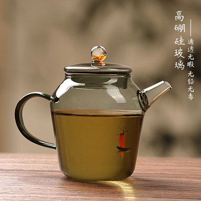 泡绿茶专用玻璃小茶壶一人用耐高温迷你小号泡茶器茶杯茶具套装