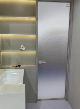 全铝合金门联柜定制现代极简平开推拉玻璃门卫生间组合门连柜防水