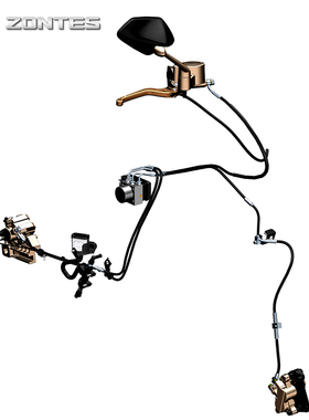 升仕ZT310-X R T V摩托车原厂前后碟刹车主分泵卡钳油管控制单 元