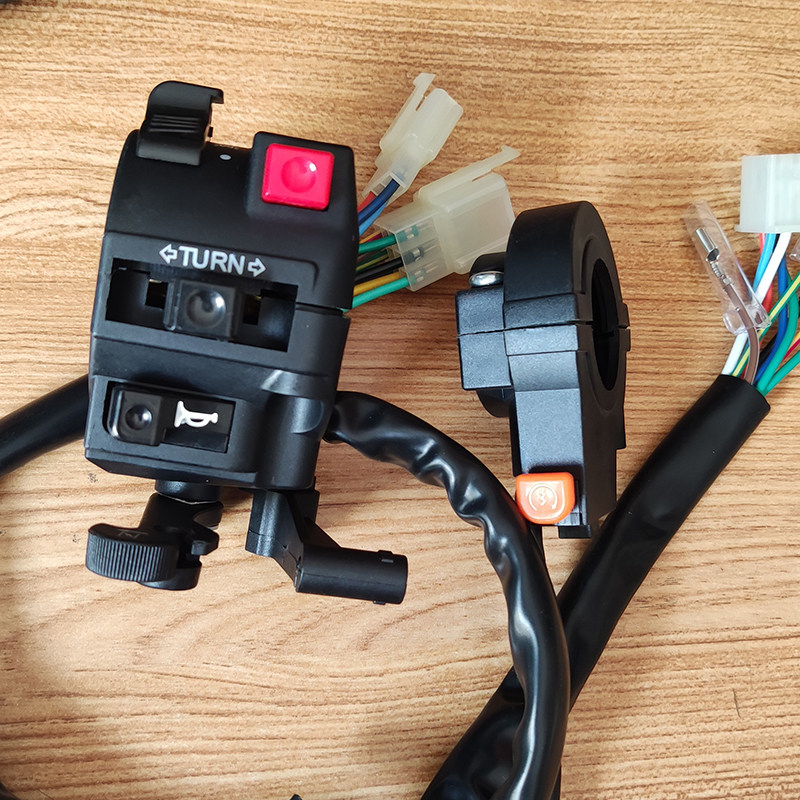 豪江tbt款摩托车hj110-3/13左右手把开关电启动起动喇叭按钮风门