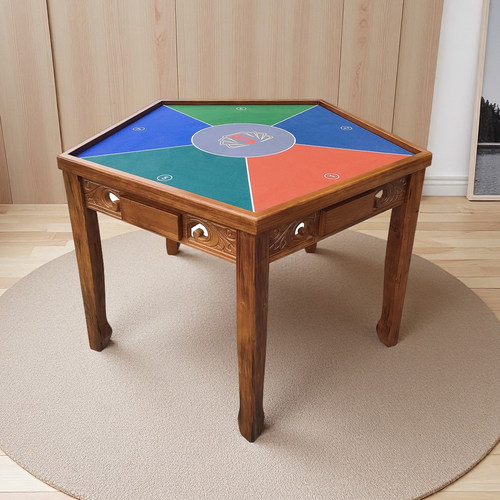 实木仿古五边六边棋牌狗腿保皇桌