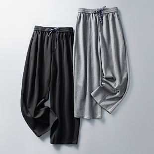 垂感长裤 ROW风抽绳松紧腰宽松阔腿裤 男 500G重磅纯棉针织弯刀卫裤