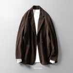 老钱风灯芯绒双排扣西装男秋冬英伦风美拉德色微宽松休闲西服外套