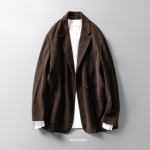 老钱风灯芯绒双排扣西装男秋冬英伦风美拉德色微宽松休闲西服外套