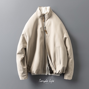 冬季奢级兔毛内胆短款立领鹅绒服男老钱风短宽版哈灵顿夹克羽绒服