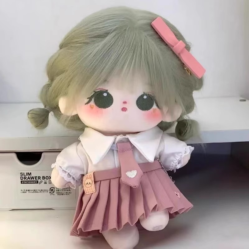 20cm可爱娃衣棉花娃娃无属性毛绒公仔换装女款JK裙一整套漂亮衣服