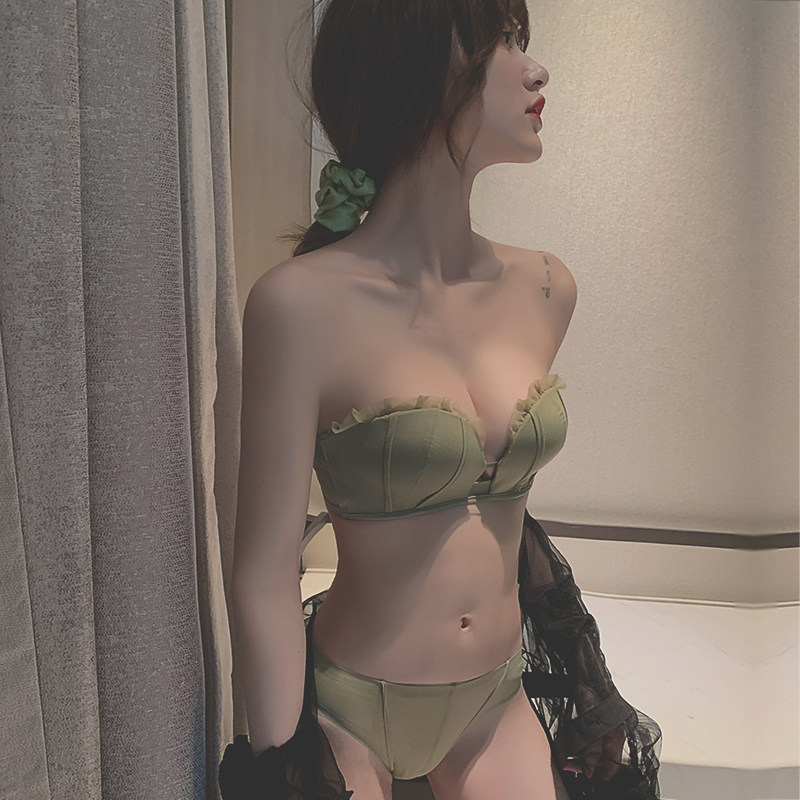 隐形无肩带内衣女无钢圈聚拢防滑调整型小胸罩夏季显大美背文胸