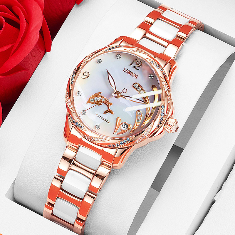 罗宾尼女表十大品牌正品陶瓷女士手表女款机械表简约气质时尚名牌