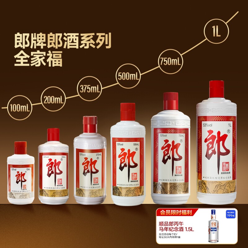 郎酒 郎牌郎酒组合装 100mL+200mL+375mL+500mL+750mL+1L 收藏