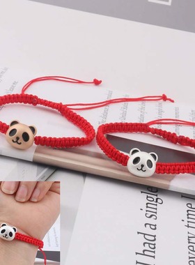 成都熊猫元素礼物情侣手链新款文创纪念品男生桃花福牌女生手绳式