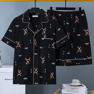 中青年男士 套装 睡衣男家居服纯棉短袖 休闲可外穿夏天薄款 短裤 夏季