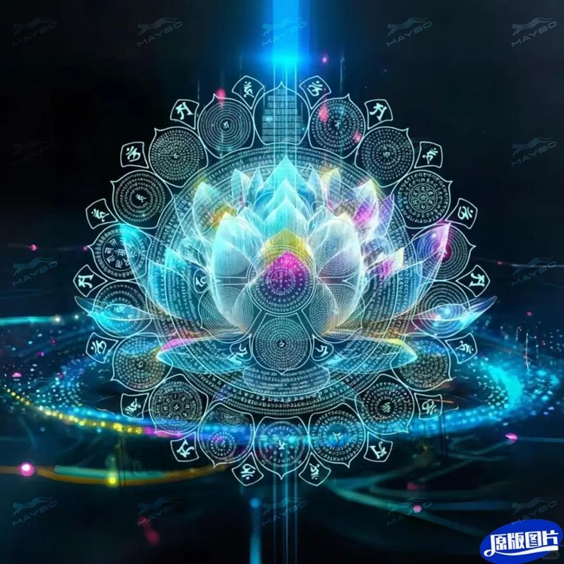 太极聚财圣莲能量贴画爆款装饰出租屋客厅玄关背景墙面不干胶贴纸