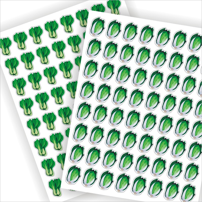 白菜小青菜贴纸儿童奖励小贴画教师老师鼓励幼儿园教学cabbage-X