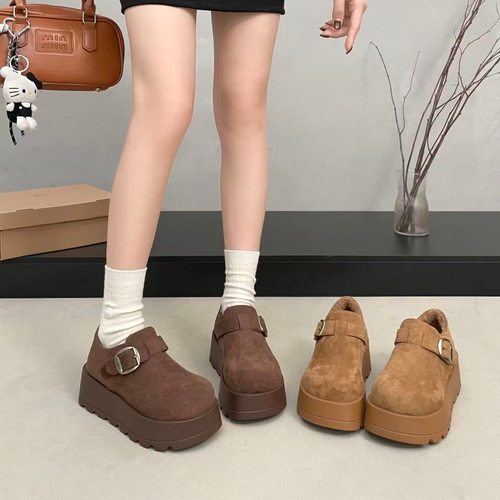 厚底加绒豆豆勃肯鞋女雪地靴2025新款冬季女鞋子网红爆款乐福鞋