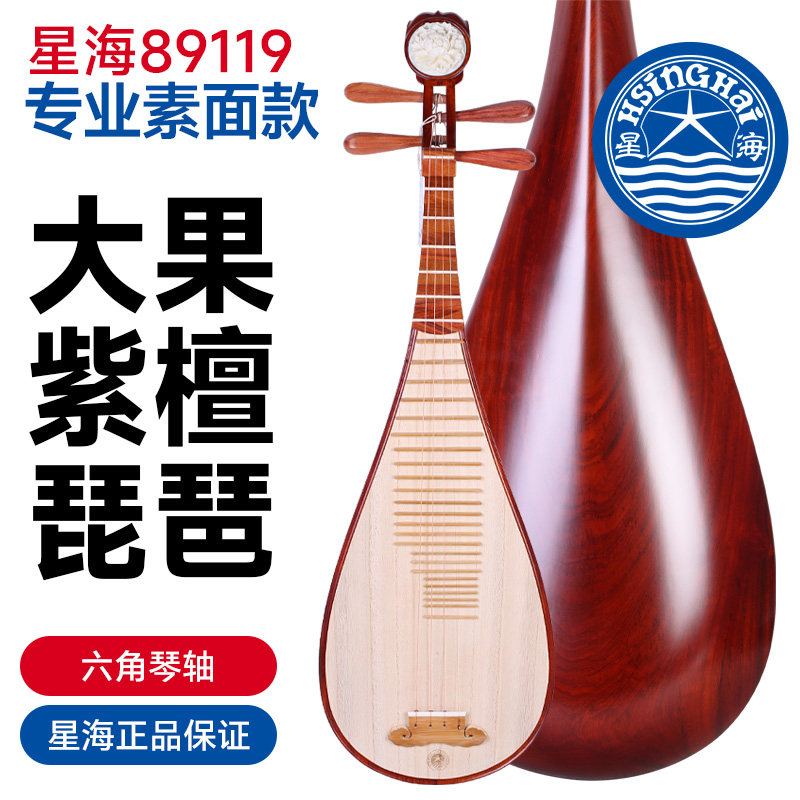 北京星海琵琶89119大果紫檀木琵琶素面星海成人专业演奏考级琵琶
