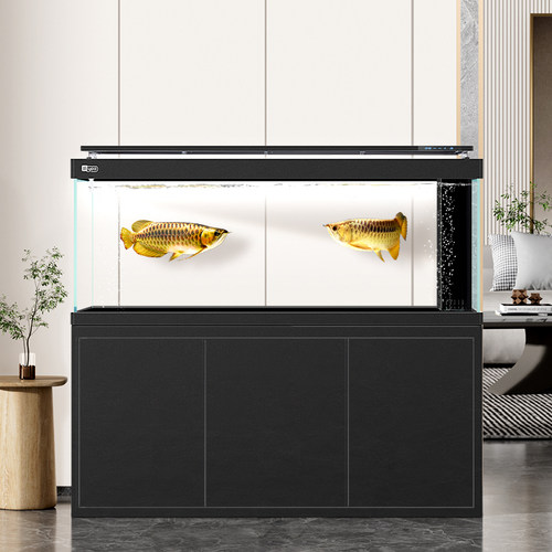 yee鱼缸客厅超白新款小型家居简约风水切一体底滤直角溢流龙鱼缸