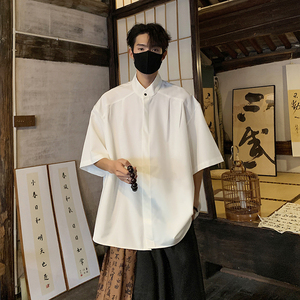 夏季男装衬衫新款冰丝感薄款纯大码短袖外套男 A106-1-1818-P30图片