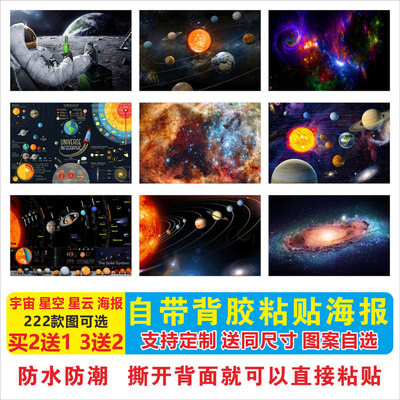 宇宙星空银河系背胶海报儿童房