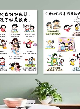 父母好好说话孩子快乐成长家庭励志教育墙贴纸管好情绪警示海报画
