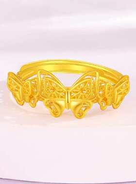 2026新款两款蝴蝶沙金戒指女款轻奢高级感花丝指环情人节生日礼物