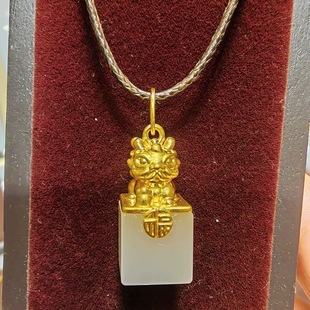 2025新款男女士书法福狮玉玺印章吊坠传承系列国风招财项链挂坠