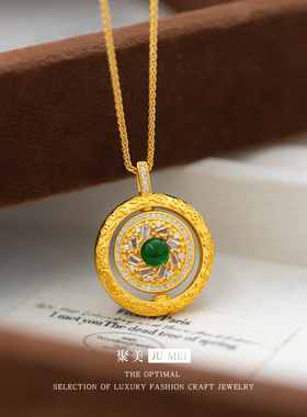 2026女式国风轻奢黄金色沙金时来运转如来佛宝宝佛克旋转吊坠项链