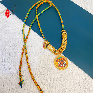 扎基拉姆绿绳盘缠项链铜镀金高级感复古编绳长短可调毛衣链送