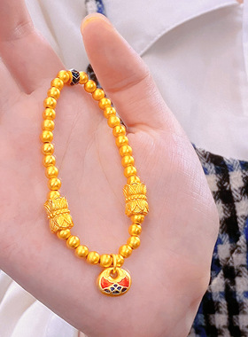 2025女款新中式烧蓝古风步步生莲胖福并蒂莲手链古法传承烧蓝手串