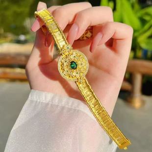 2025新款繁花似锦黄金色沙金手表手链戒指满钻镶嵌贵气仙女风手环