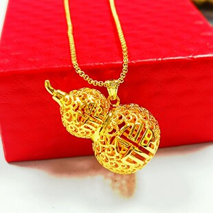 2025新款沙金福禄双全福字金葫芦吊坠镂空雕花金葫芦挂坠首饰