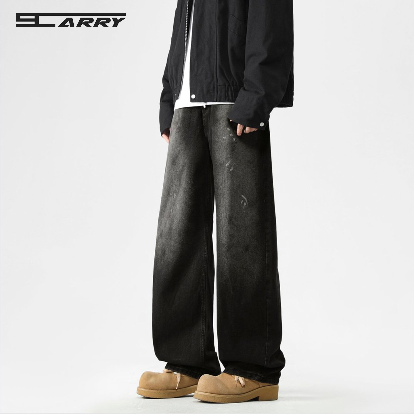 阿叔潮牌 美式复古擦色水洗直筒牛仔裤男款春秋百搭宽松阔腿长裤,男装,牛仔裤,淘宝优惠券,粉丝福利购,淘宝优惠卷