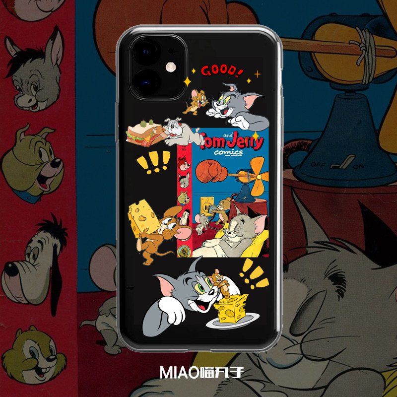 自制猫和老鼠JERRY美式复古童趣适用iphone11苹果12pro华为手机壳