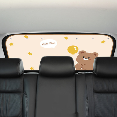 后挡风玻璃吸盘布艺可爱遮阳帘