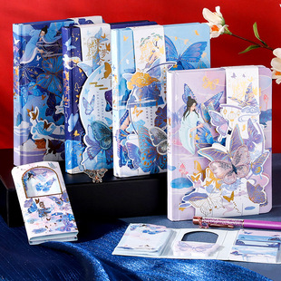 蝶梦令笔记本彩页精装手账本子中国风文艺复古典记事本插画日记高颜值女孩加厚摘抄本创意文具伴手礼学生礼品