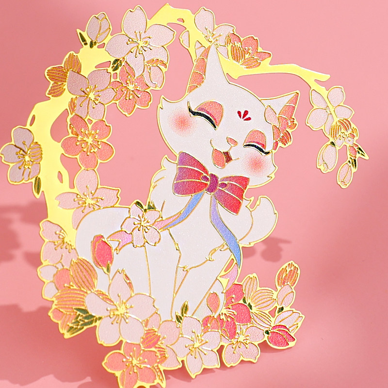 樱花猫金属书签可爱少女风礼物