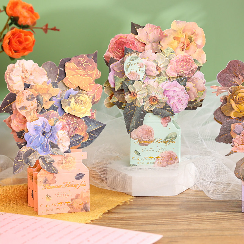 花朵折叠手写小卡片生日节日纪念日创意感恩礼物感谢老师教师节儿童小