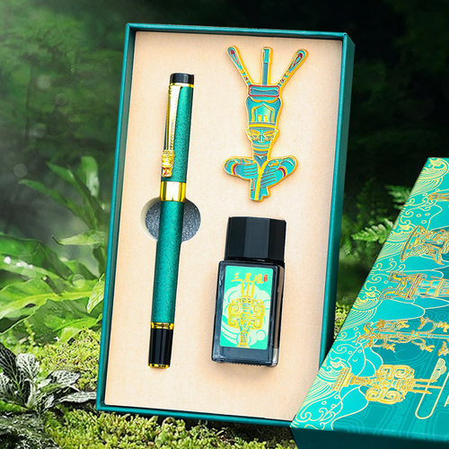 三星堆博物馆文创钢笔礼盒套装初中生练字笔伴手礼中国风复古典礼品送老师同学毕业纪念品创意生日礼物教师节