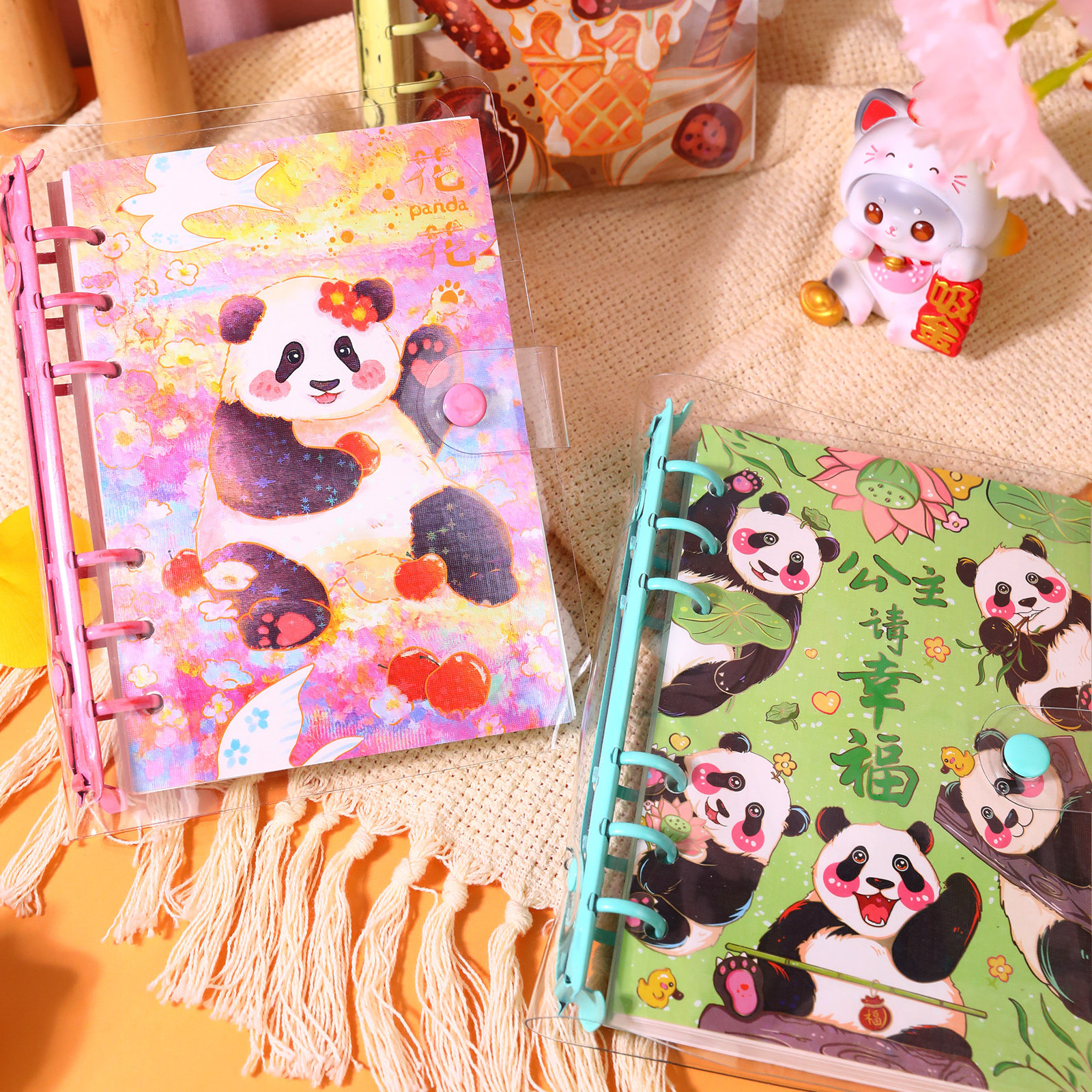 熊猫活页盖章本可拆卸高颜值空白手账本子不硌手四川成都旅行纪念品旅游印章收集册文创博物馆景点打卡收集本,文具电教/文化用品/商务用品,笔记本/记事本,淘宝优惠券,粉丝福利购,淘宝优惠卷