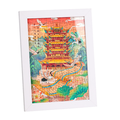 四大名楼拼图108片相框摆件城市建筑黄鹤楼岳阳楼滕王阁鹳雀楼儿童小学生益智玩具旅游纪念品伴手礼生日礼物