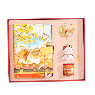 御猫宫中游礼盒套装彩页手账卡通猫咪笔记本子金属书签玩偶胶带圆珠笔故宫文创礼品纪念品生日礼物实用伴手礼