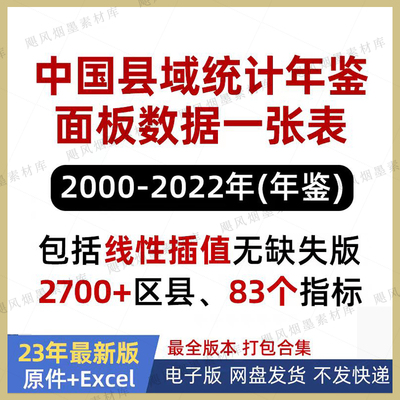 2000-2022年中国各县域统计年鉴中国县域（区县）面板数据汇总