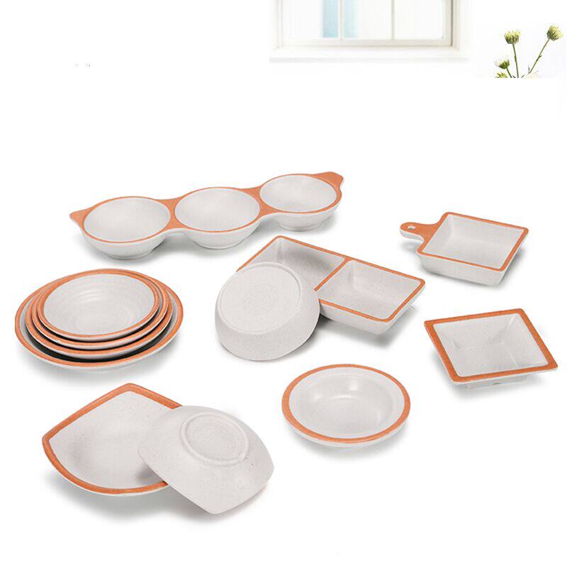 密胺餐具创意碟子仿瓷火锅店调味蘸料碟小菜碟调料双格碟三格碟子