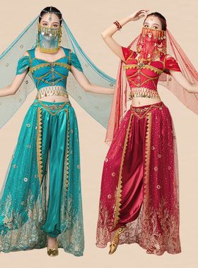 万圣节表演出服阿拉丁茉莉公主肚皮舞异域风情印度女西域舞姬套装