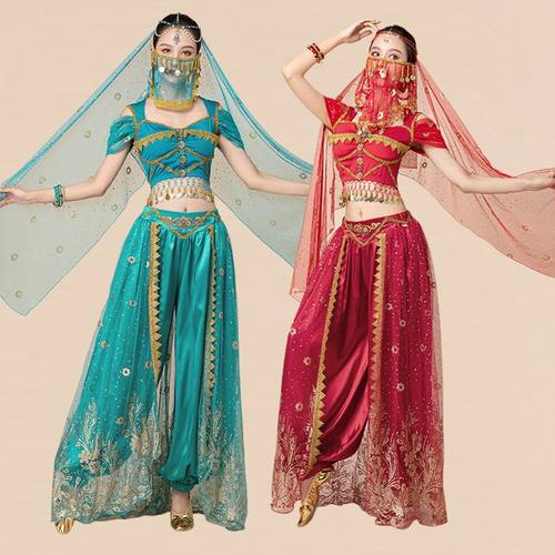 万圣节表演出服阿拉丁茉莉公主肚皮舞异域风情印度女西域舞姬套装