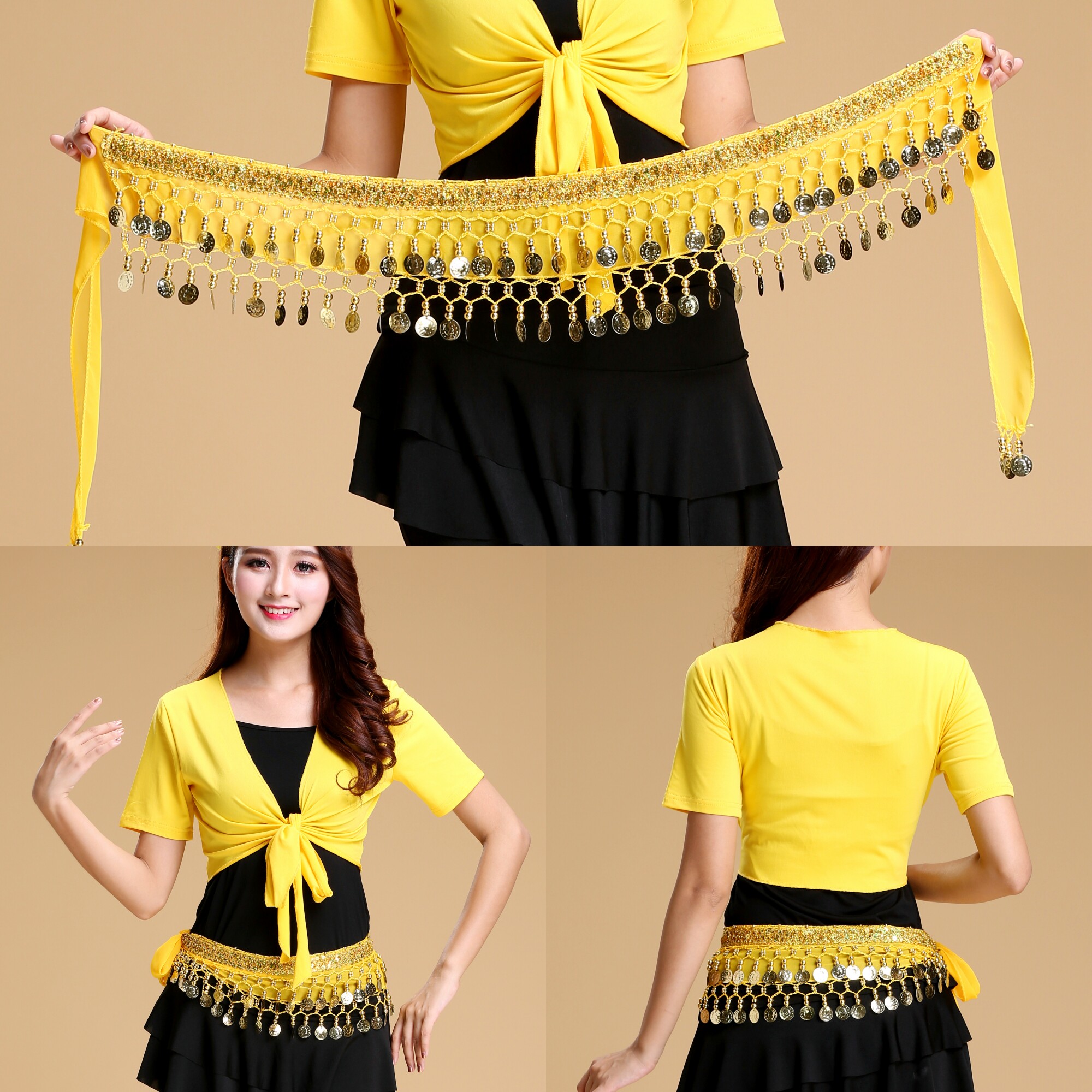 舞蹈广场舞服装练习吊币金币腰链演出链新款肚皮舞腰链练习表演出